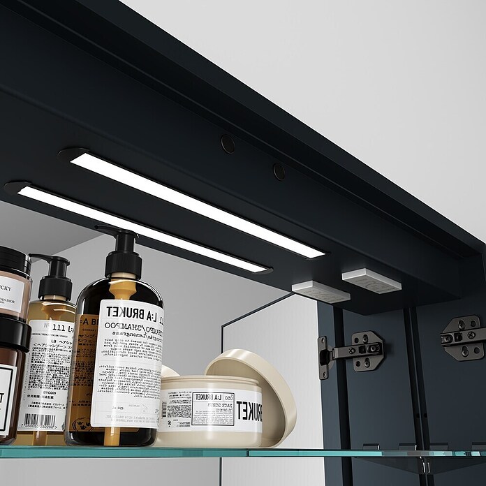 Disbain Armario con espejo LED Kenya (An x Al: 120 x 75 cm, Metal, Vidrio) | BAUHAUS