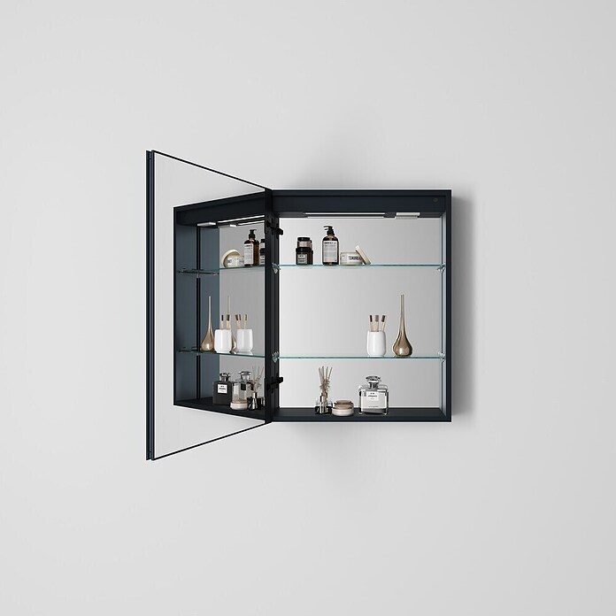 Disbain Armario con espejo LED Kenya (An x Al: 60 x 75 cm, Metal, Vidrio) | BAUHAUS