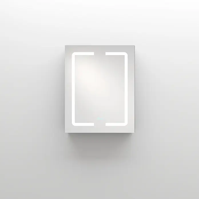 Disbain Armario con espejo LED Kenya - An x Al: 60 x 75 cm, Metal, Vidrio - Armario de baño rectangular con espejo montado en la pared, tiras de luz LED internas y controles táctiles.