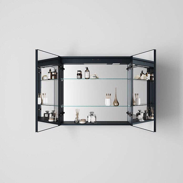 Disbain Armario con espejo LED Kenya (An x Al: 80 x 75 cm, Metal, Vidrio) | BAUHAUS