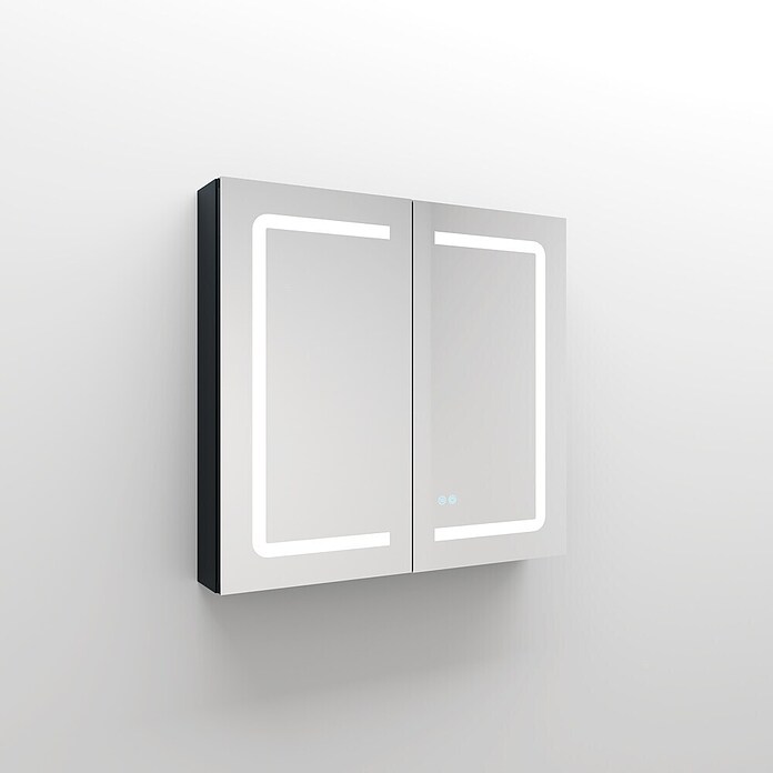Disbain Armario con espejo LED Kenya (An x Al: 80 x 75 cm, Metal, Vidrio) | BAUHAUS