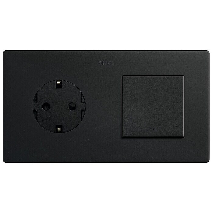 Simon 270 Enchufe con conmutador (Negro, Mate, x 2, Montaje en superficie, IP20) | BAUHAUS