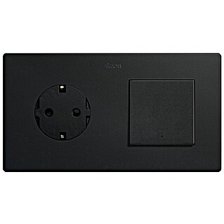 Simon 270 Enchufe con conmutador (Negro, Mate, x 2, Montaje en superficie, IP20)