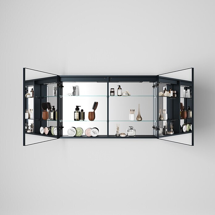 Disbain Armario con espejo LED Kenya (An x Al: 120 x 75 cm, Metal, Vidrio) | BAUHAUS