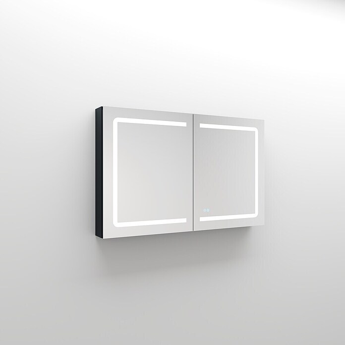 Disbain Armario con espejo LED Kenya (An x Al: 120 x 75 cm, Metal, Vidrio) | BAUHAUS