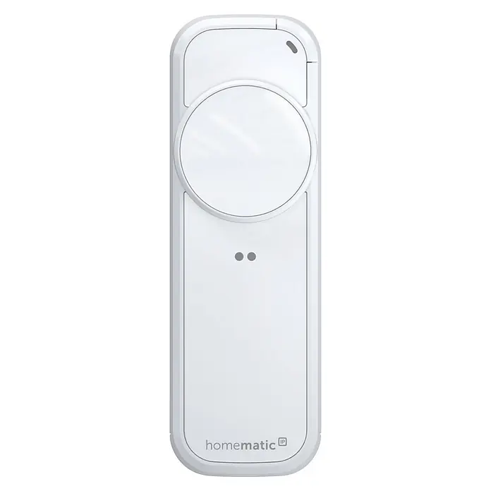 Smartes Türschloss HmIP-DLP - Kunststoff, Weiß - Weißes Homematic IP Smart-Home-Bedienfeld mit großer runder Taste und drei Anzeigen.