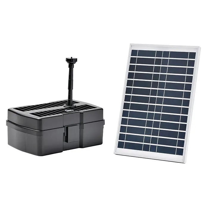 Pontec Unterwasserfilter Pondorell 1500 UVC Solar - Teichgröße: 1.500 l - Schwarze solarbetriebene Teichpumpe mit Solarpanel.