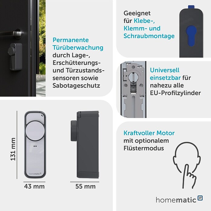 Smartes Türschloss HmIP-DLP-AS (Kunststoff, Anthrazit-Silber) | BAUHAUS