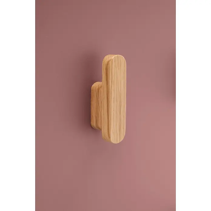 Schildmeyer Bjarne Garderobenpaneel - L x B x H: 2,6 x 30 x 110,6 cm, Mauve - Eichenholz-Kleiderhaken mit abgerundeten Kanten.