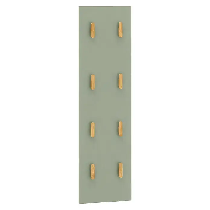 Schildmeyer Bjarne Garderobenpaneel - L x B x H: 2,6 x 30 x 110,6 cm, Pistazie - Salbeigrünes Paneel mit acht hellen Holzregalbodenträgern, ideal für Möbelmontage.