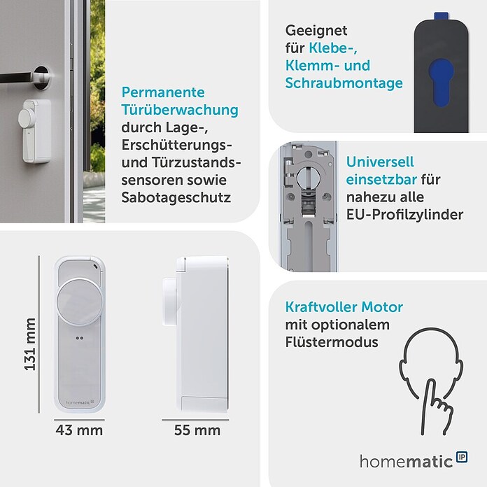 Smartes Türschloss HmIP-DLP-WS (Kunststoff, Weiß-Silber) | BAUHAUS