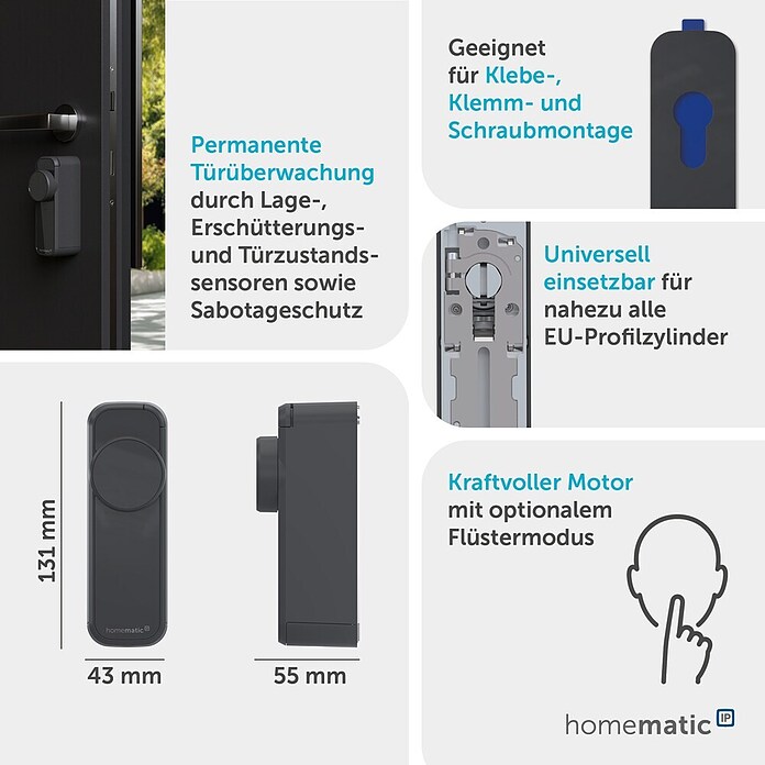 Smartes Türschloss HmIP-DLP-A (Kunststoff, Anthrazit) | BAUHAUS