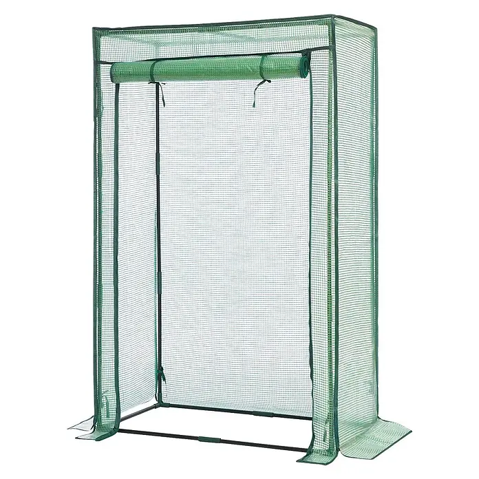 Floordirekt Gewächshaus Botanika - Außenmaß inkl. Dachüberstand (B x T): 100 x 50 cm, Material Seitenwand: Kunststoff - Tragbares Gewächshaus mit lichtdurchlässiger grüner Netzabdeckung und hochgerollter Vorderseite.
