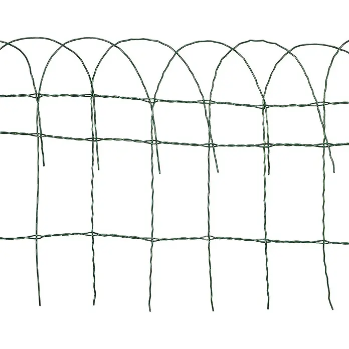 Floordirekt Maschendrahtzaun - 100 x 40 cm, Grün, Drahtstärke: 2,4 mm - 3 mm - Grüner Draht-Gartenzaun mit Bogenmuster und Gitterstruktur.