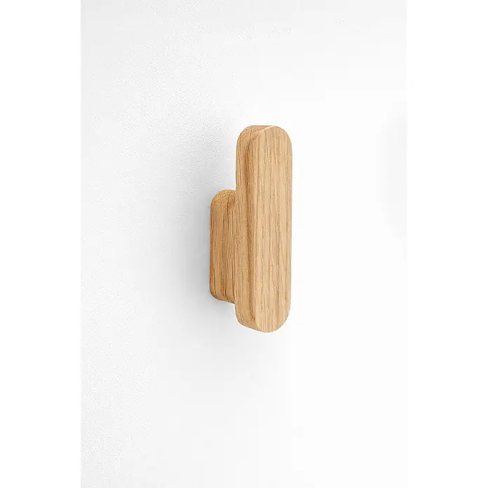 Schildmeyer Bjarne Garderobenpaneel - L x B x H: 2,6 x 30 x 110,6 cm, Weiß - Leichter Eichenholz-Wandhaken mit einfachem, abgerundetem Design.