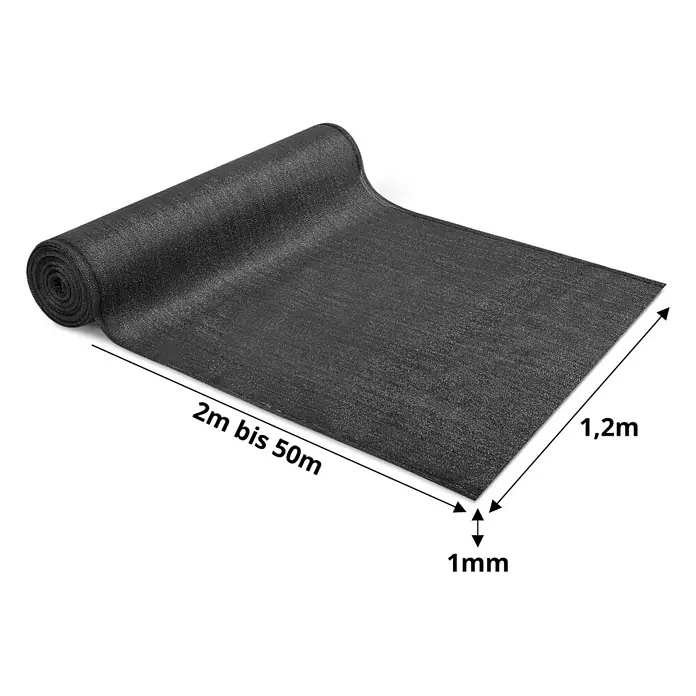 Balkonsichtschutz Marius - 10 x 1 m, Anthrazit - Schwarze gerollte Sichtschutzmatte, 2-50m lang, 1,2m breit, 1mm dick.