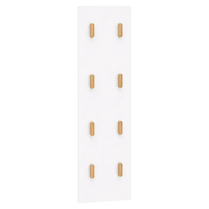 Schildmeyer Bjarne Garderobenpaneel - L x B x H: 2,6 x 30 x 110,6 cm, Weiß - Wandpaneel mit acht goldenen Holzstiften zum Aufhängen.
