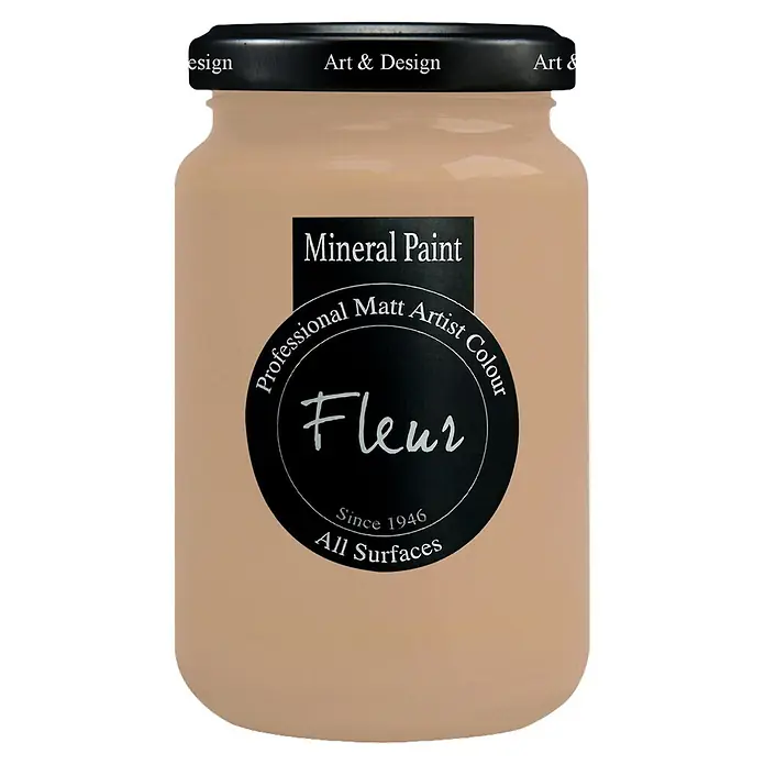 Fleur Pintura mineral - Coffee Grounds, 330 ml, Mate - Bote de pintura mineral beige claro, marca "Fleur", acabado mate profesional para todas las superficies.