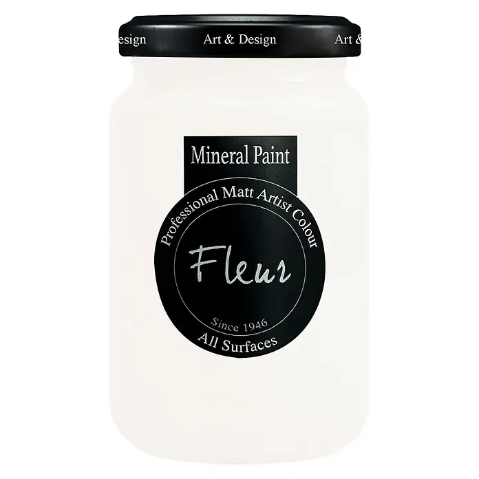 Fleur Pintura mineral - Titanium White, 330 ml, Mate - Bote blanco de pintura mineral mate Fleur para artistas, para todas las superficies, desde 1946.