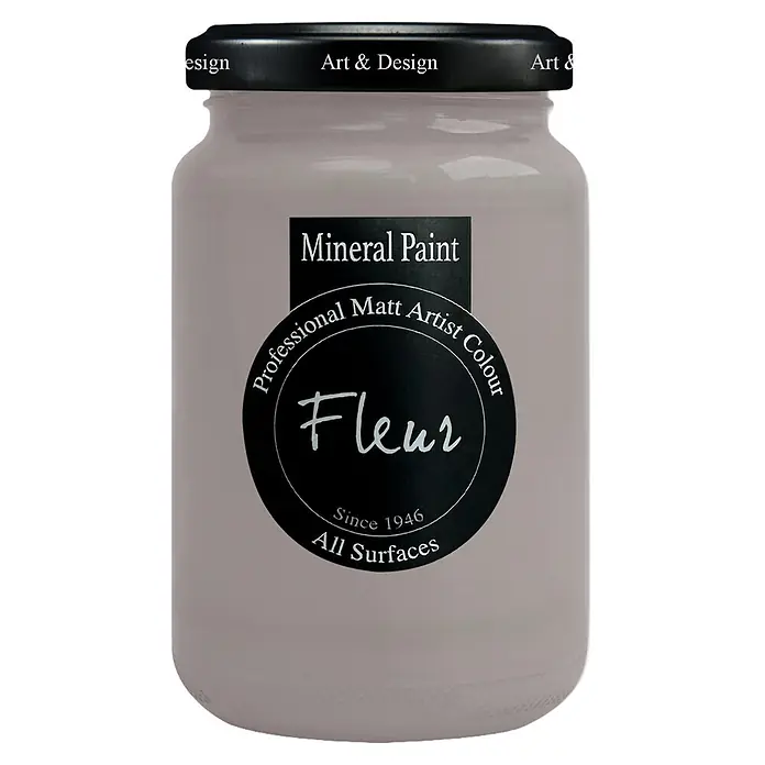 Fleur Pintura mineral - Indian Elephant, 330 ml, Mate - Tarro de pintura mineral Fleur de color taupe pálido, un color mate profesional para artistas, para todas las superficies.