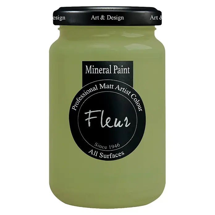 Fleur Pintura mineral - Botanical Charm, 330 ml, Mate - Bote de pintura mineral Fleur verde claro, un color de artista mate profesional apto para todas las superficies.