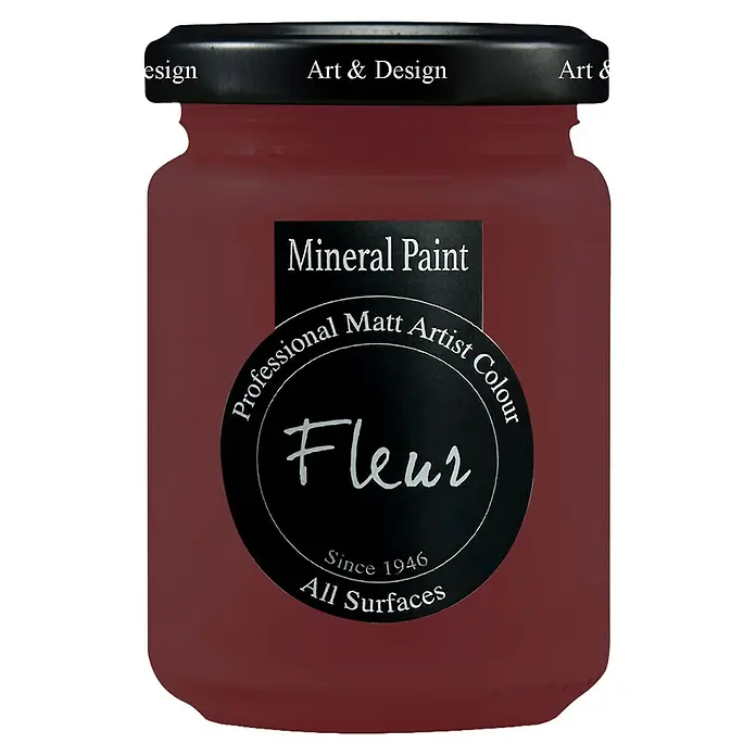 Fleur Pintura mineral - Red Oxide, 130 ml, Mate - Pintura roja Fleur Mineral Matt Artist Colour en tarro, apta para todas las superficies.