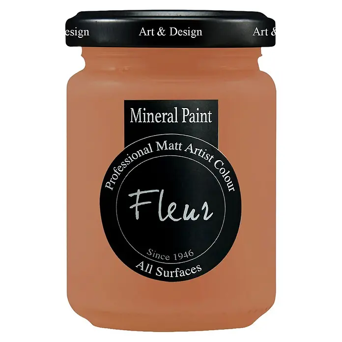 Fleur Pintura mineral - Grand Canyon, 130 ml, Mate - Bote de pintura mineral Fleur, un color mate profesional para artistas en melocotón/terracota para todas las superficies.