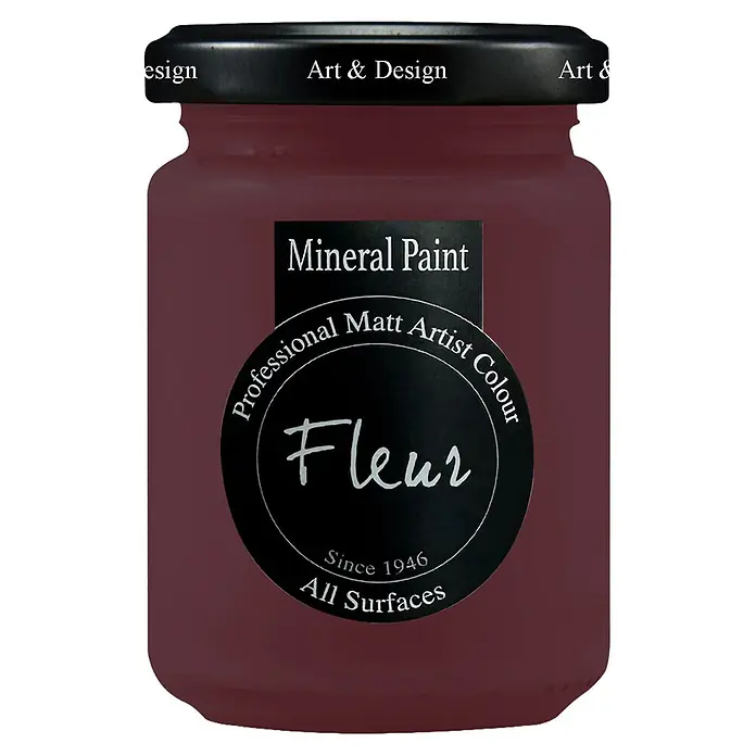 Fleur Pintura mineral - Porto Red, 130 ml, Mate - Tarro de pintura mineral Fleur burdeos oscuro, color mate profesional de artista para todas las superficies.