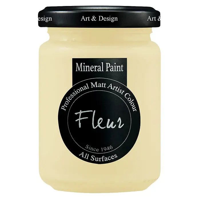 Fleur Pintura mineral - Eggshell, 130 ml, Mate - Bote de pintura mineral crema, Fleur Professional Matt Artist Colour.