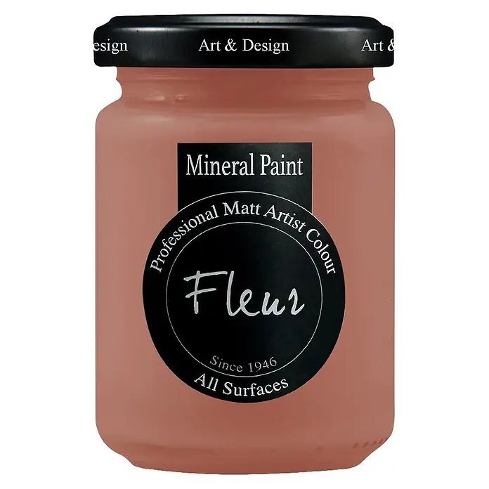 Fleur Pintura mineral - Venezia, 130 ml, Mate - Bote de pintura mineral profesional Fleur en color terracota, con tapa y etiqueta negras. Acabado mate, para todas las superficies.