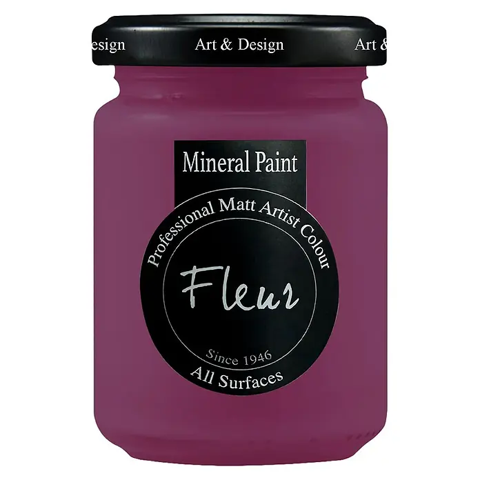 Fleur Pintura mineral - Primary Magenta, 130 ml, Mate - Pintura mineral Fleur rosa oscuro en un tarro, color mate profesional para todas las superficies.