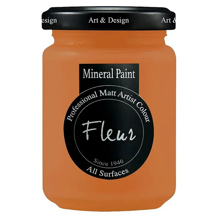 Fleur Pintura mineral - Tropical Sunset, 130 ml, Mate - Bote naranja de pintura mineral Fleur, color artista mate profesional para todas las superficies.