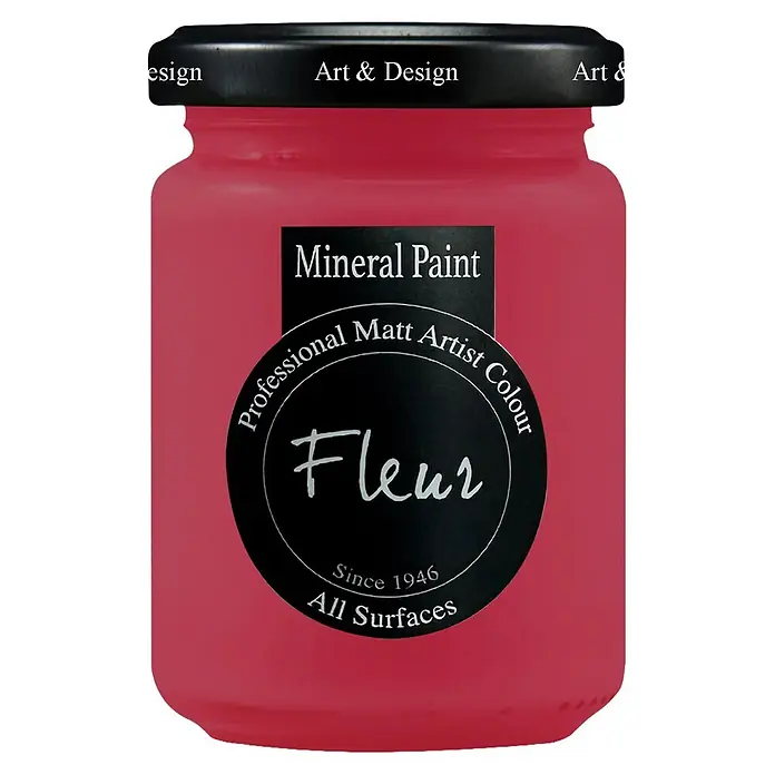 Fleur Pintura mineral - Ironic Red, 130 ml, Mate - Bote rojo de pintura mineral Fleur, color mate profesional para todas las superficies, con tapa negra Art & Design.