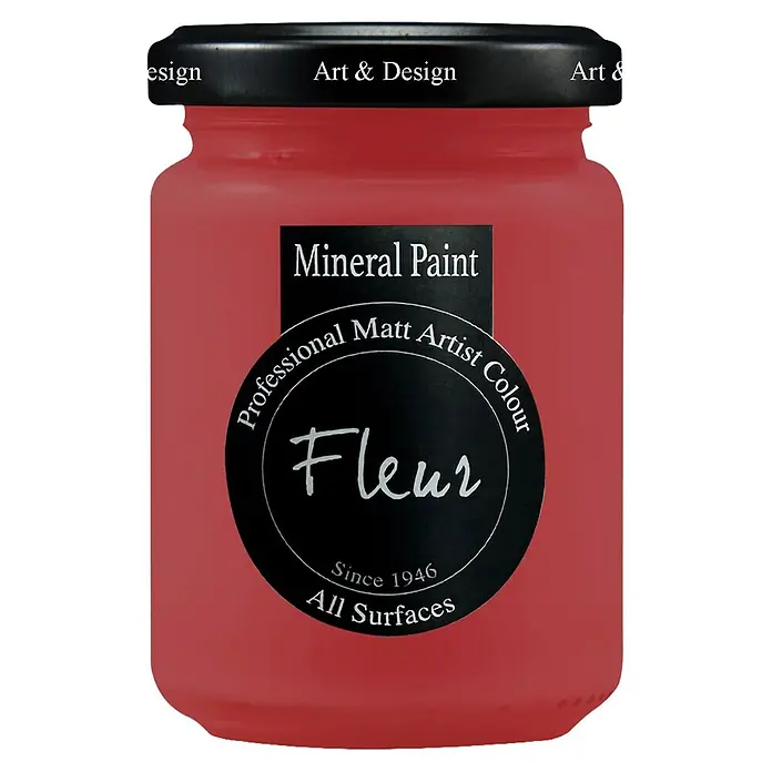 Fleur Pintura mineral - Tomato Red, 130 ml, Mate - Bote de pintura mineral roja Fleur, color de artista mate profesional para todas las superficies.