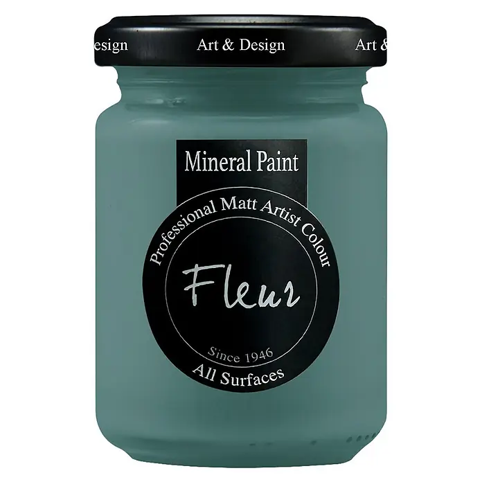 Fleur Pintura mineral - Vanity Blue, 130 ml, Mate - Bote de pintura mineral aguamarina, color mate profesional para todas las superficies.