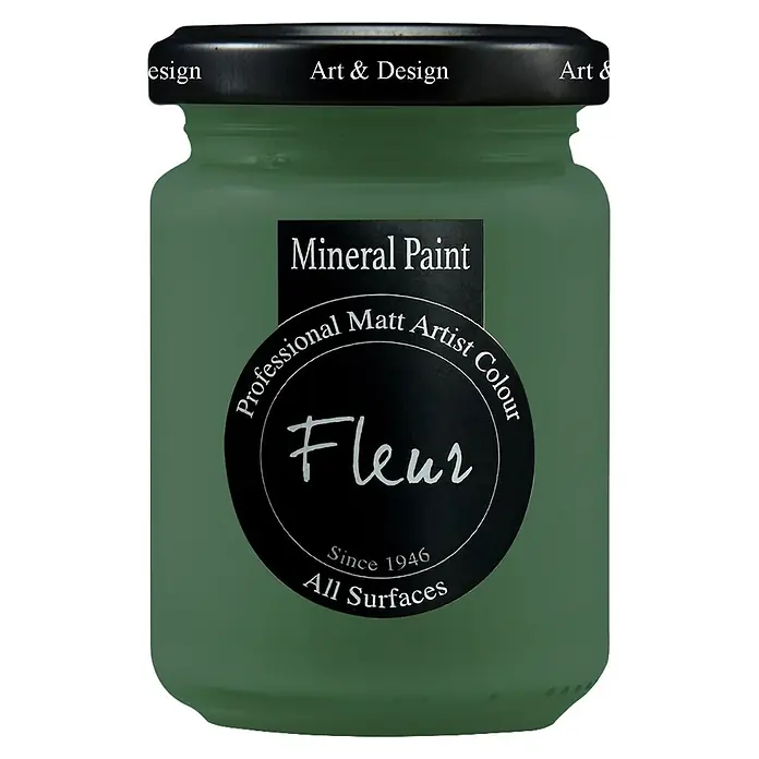 Fleur Pintura mineral - Oxide Green, 130 ml, Mate - Tarro verde de pintura mineral Fleur, un color mate profesional de artista para todas las superficies.