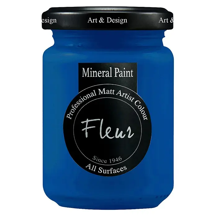 Fleur Pintura mineral - Ultramarine Blue, 130 ml, Mate - Tarro azul de pintura mineral Fleur, un color mate profesional para todas las superficies. Art & Design.
