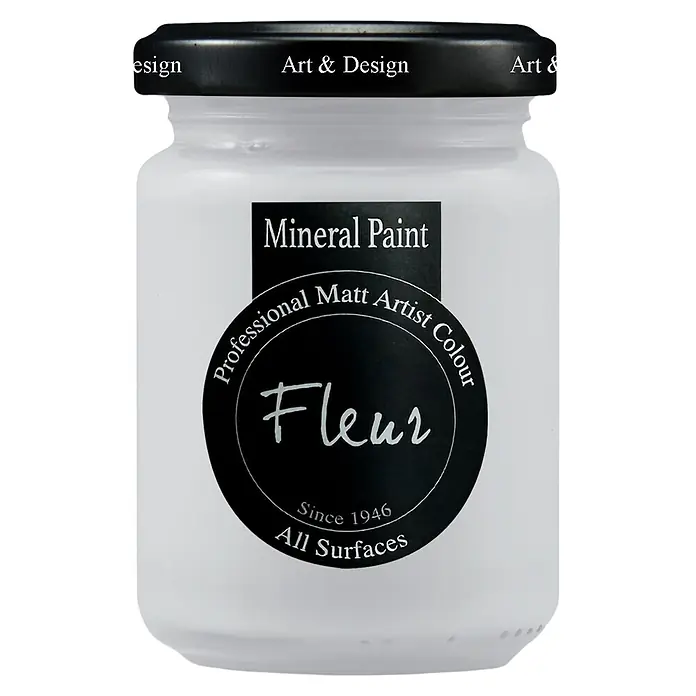 Fleur Pintura mineral - All About Grey, 130 ml, Mate - Bote blanco de pintura mineral Fleur, color mate profesional para artistas.