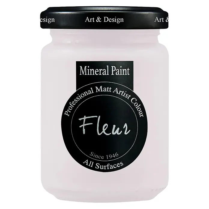 Fleur Pintura mineral - Paris Grey, 130 ml, Mate - Pintura mineral Fleur clara, color artista mate profesional en tarro de cristal con tapa negra, para todas las superficies.