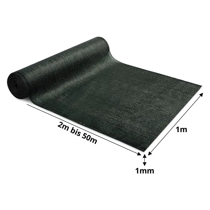 Balkonsichtschutz Marius - 10 x 1 m, Dunkelgrün - Dunkelgrüner Maschen-Sichtschutz auf Rolle, 1m breit und 1mm dick.