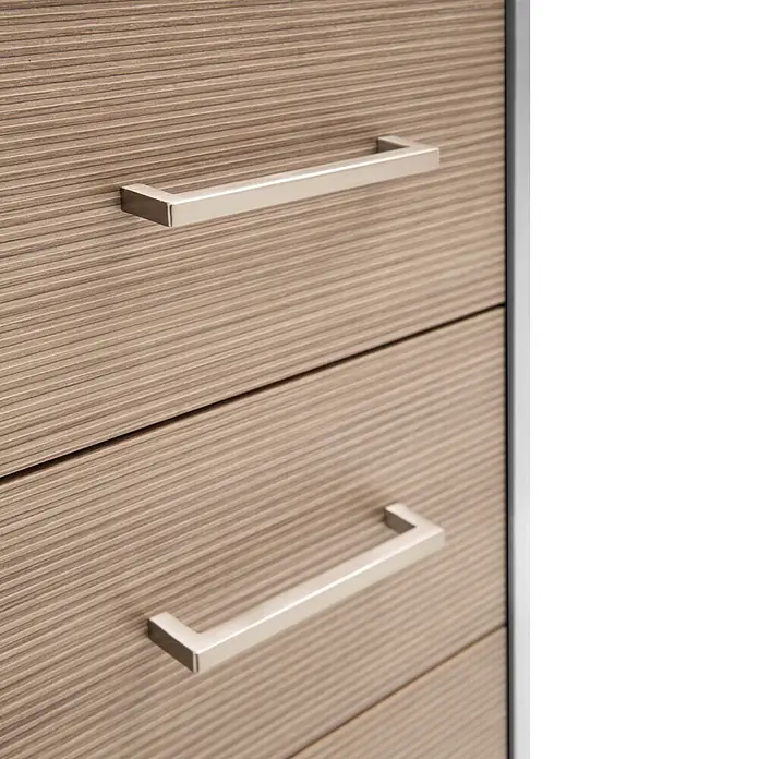 Schildmeyer Metz Rollcontainer - L x B x H: 39,1 x 32,6 x 59,7 cm, Weiß/Canello, Anzahl Schubladen: 3 Stk. - Holzschubladen mit horizontaler Maserung und silbernen Rechteckgriffen.