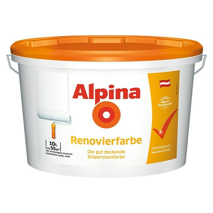 Alpina Wandfarbe Renovierfarbe (Weiß, 10 l, Matt)