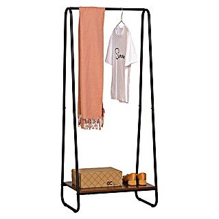 Perchero con balda (L x An x Al: 40 x 60 x 150 cm, Negro/Madera)