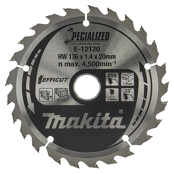 Makita Cirkelzaagblad E-12108 (136 mm, Boorgat: 20 mm, Aantal tanden: 25 st.) | BAUHAUS