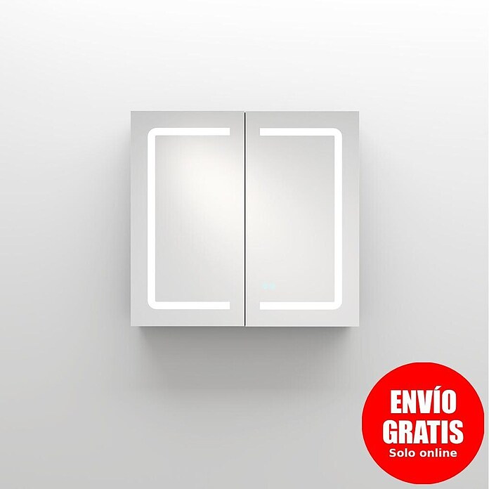 Disbain Armario con espejo LED Kenya (An x Al: 80 x 75 cm, Metal, Vidrio) | BAUHAUS