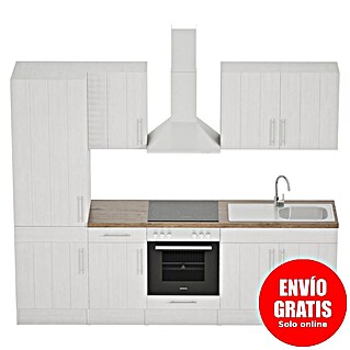 Respekta Premium Composición de cocina Anton (Ancho: 270 cm, Blanco, Con electrodomésticos)