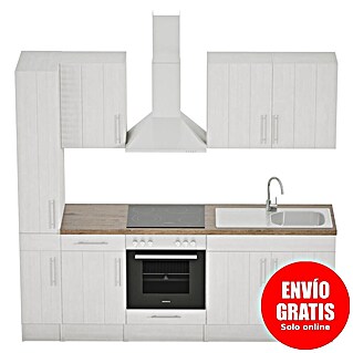Respekta Premium Composición de cocina Anton (Ancho: 240 cm, Blanco, Con electrodomésticos)