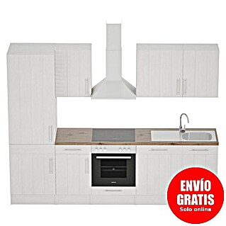 Respekta Premium Composición de cocina Anton (Ancho: 280 cm, Blanco, Con electrodomésticos)