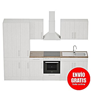 Respekta Premium Composición de cocina Anton (Ancho: 300 cm, Blanco, Con electrodomésticos)