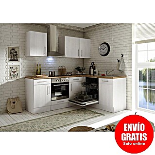 Respekta Premium Cocina esquinera Anton (An x Pr: 220 x 172 cm, Blanco, Con electrodomésticos)